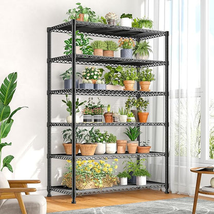 REIBII 75" H Metal Shelving 6 Tier Storage Shelf Adjustable Kitchen Shelf Wire - Image 9