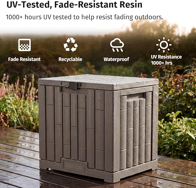 EAST OAK Outdoor Storage Box, 31 Gallon Deck Box, Waterproof Resin Storage Bin - Image 5