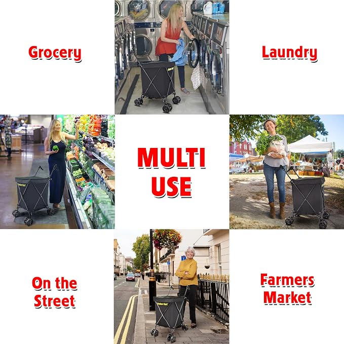 dbest Products Cruiser Cart Urban 360 Folding Shopping Grocery Collapsible - Image 6