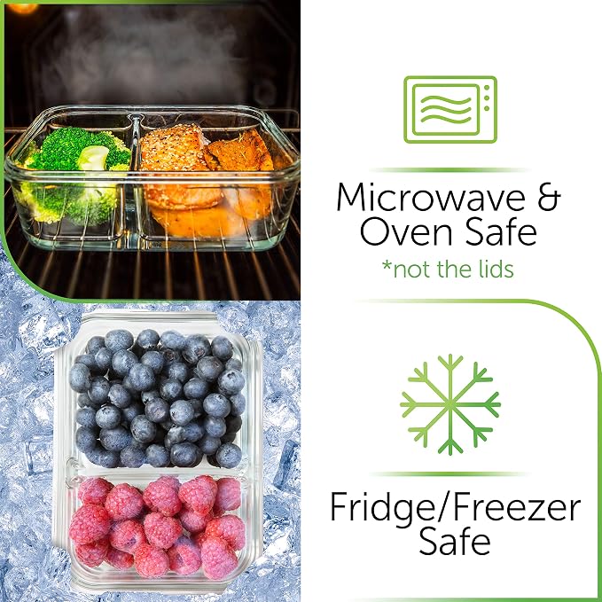 Prep Naturals 5 Pack 36oz Glass Meal Prep Containers - Image 5