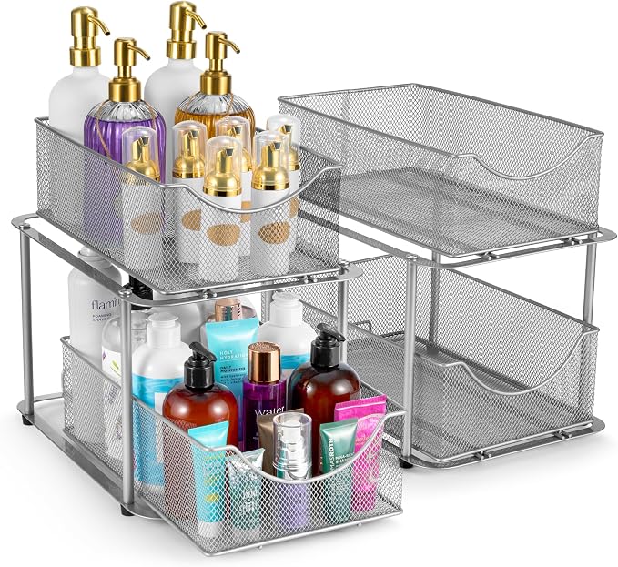 Sorbus 2 Sets of 2 Tier Metal Under Sink Organizer by Sorbus