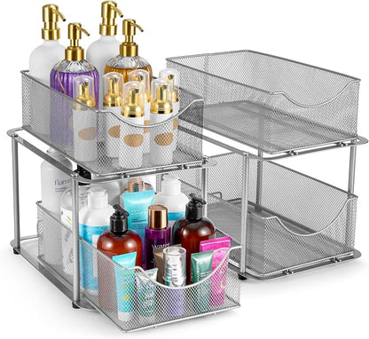Sorbus 2 Sets of 2 Tier Metal Under Sink Organizer by Sorbus