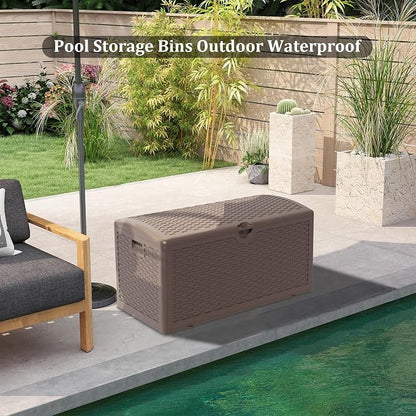 90 Gallon Pro Outdoor Storage Box Waterproof Lockable Resin Deck Box Large - Image 8
