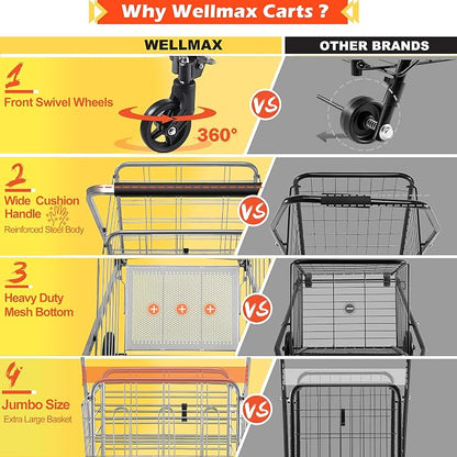 Wellmax Folding Grocery Cart - Image 2