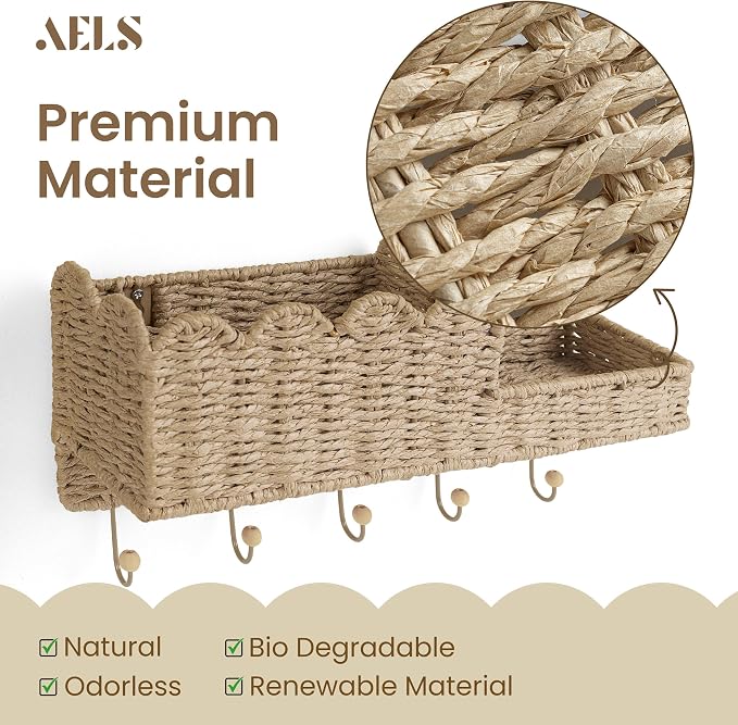 AELS Scalloped Woven Wall Mount Key Holder - Image 2