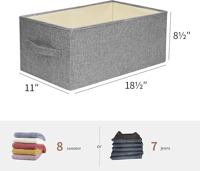 Linen Folding Storage Bins, 3 Pack Large Storage Baskets, Clothing Storage Bins - Image 2