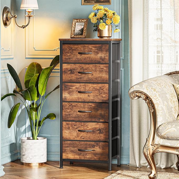 Huuger 43.3 Inch Tall Dresse for Bedroom, 6 Drawer Dresser & Chests of Drawers - Image 6