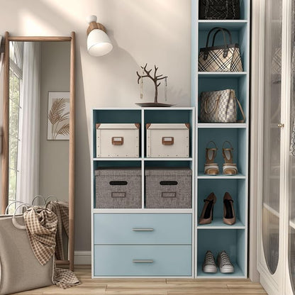 Homes: Inside + Out Apexa 4-Cube Storage Organizer Shelves, Stackable Wood - Image 2