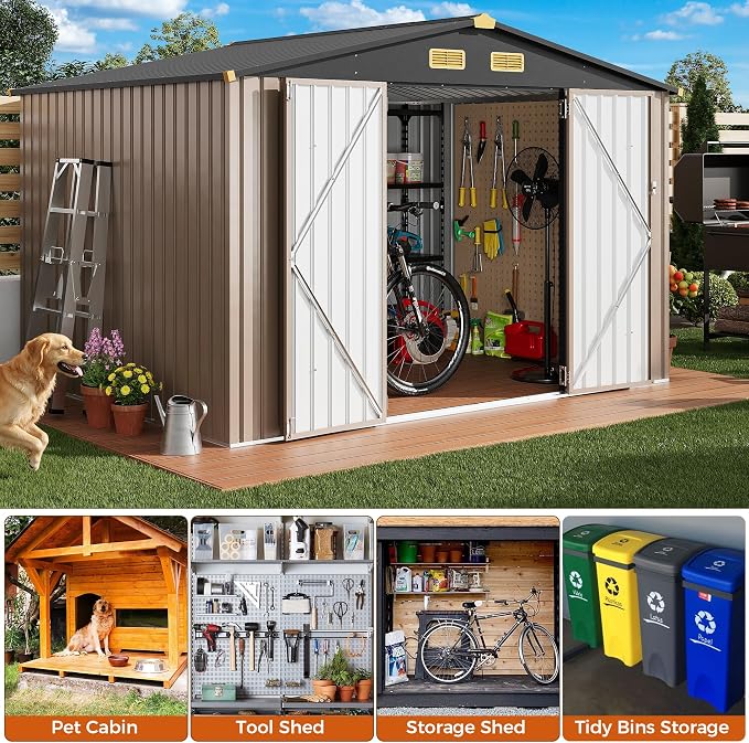 IRONCK 9.7x7.7FT Outdoor Storage Shed - Image 4