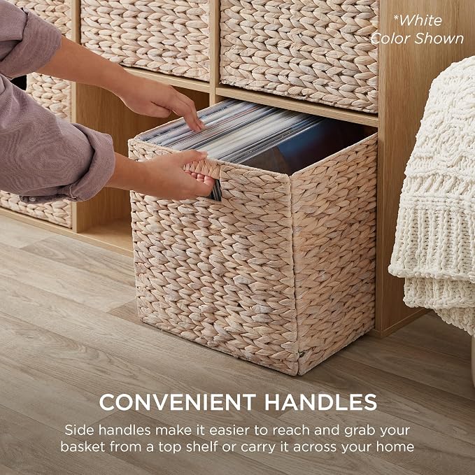 Best Choice Products 13x13in Pack of 5 Cube Storage Baskets, Water Hyacinth - Image 7