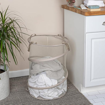 Household Essentials Pop-Up Mesh Laundry Hamper - Image 3
