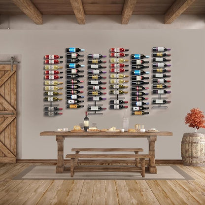 Sorbus Wall Mount Wine Rack – Holds 12 Bottles – Black Metal Wine Bottle Holder - Image 2