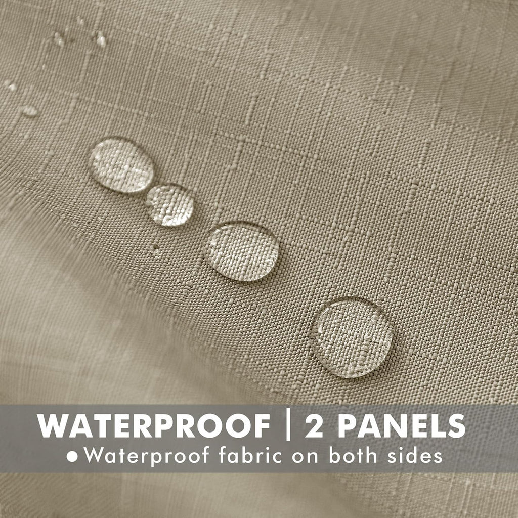 HolidayIdeas 2 Panels Linen Outdoor Curtains for Patio Waterproof Taupe Curtains 54"x 95"-Outside Curtains Weatherproof, Privacy, Textured for Pergola, Porch, Cabana, Gazebo