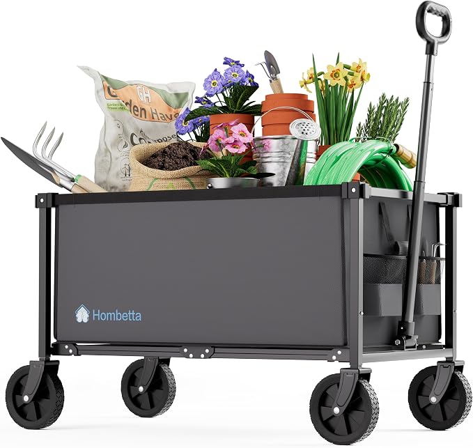 29.3" Collapsible Wagon Cart, 150L Heavy Duty Folding Utility Wagon by Hombetta