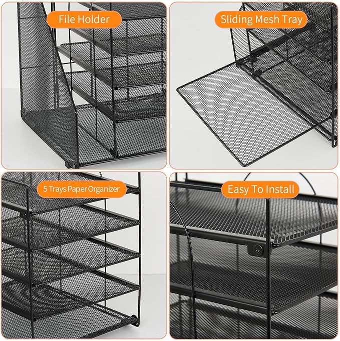 LEKETREE Desk Organizers and Accessories, 5-Tier Paper Letter Tray Organizer - Image 6