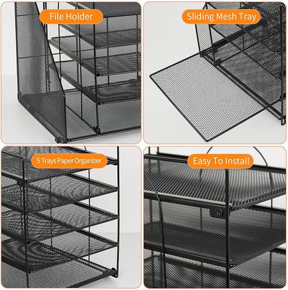 LEKETREE Desk Organizers and Accessories, 5-Tier Paper Letter Tray Organizer - Image 6