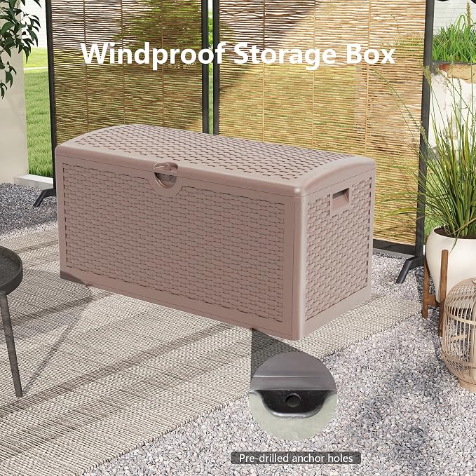 90 Gallon Pro Outdoor Storage Box Waterproof Lockable Resin Deck Box Large - Image 7
