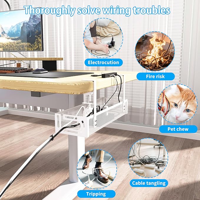 No Drill Under Desk Cable Management Tray, SONATURE 25.3" Cord Organizer - Image 9