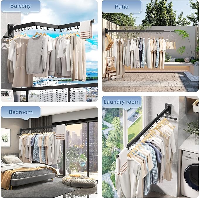 Clothes Drying Rack Wall Mounted, Laundry Drying Rack, Laundry Room Organization - Image 5