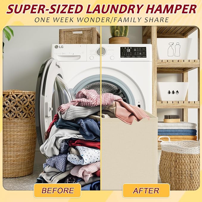 150L Laundry Hamper 2 Section, Large Laundry Hamper - Image 5