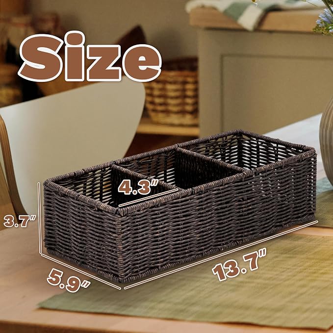 myHomeBody Wicker Basket With 3 Compartments, - Image 2