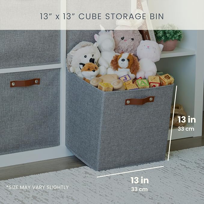 OrganiHaus 13" x 13" x 13" Cube Fabric Storage Bins Set of 4, Canvas Storage - Image 2