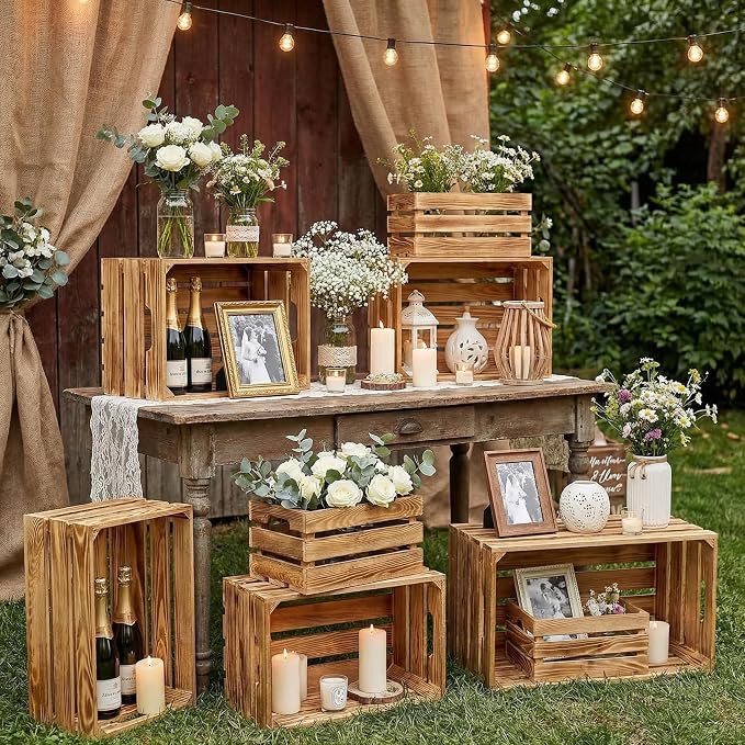 Set of 6 Decorative Wood Crates - Image 4