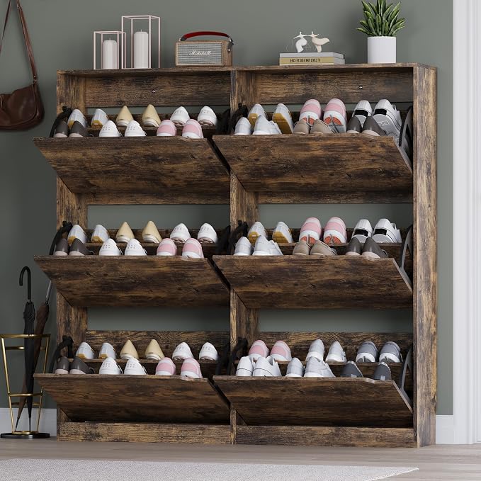 BORNOON Shoe Cabinet with 6 Flip Drawers, Slim Narrow Shoe Storage Cabinet - Image 7