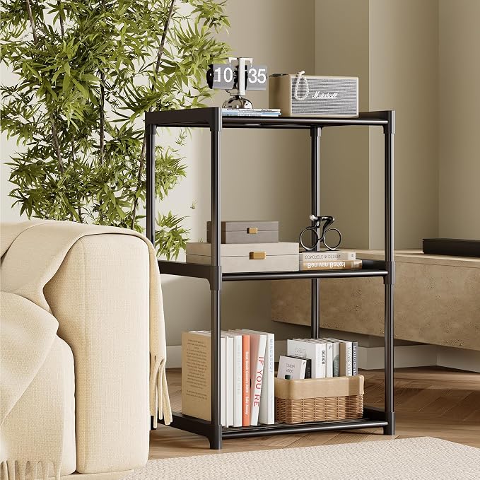 3-Tier Storage Shelves with Plastic Connectors – Metal Shelf Organizer - Image 2