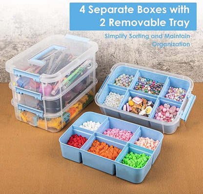 CraftGenes Art Supply Storage Organizer, 4-Tier 10 Qt Box, 2 Trays, Drawing - Image 2