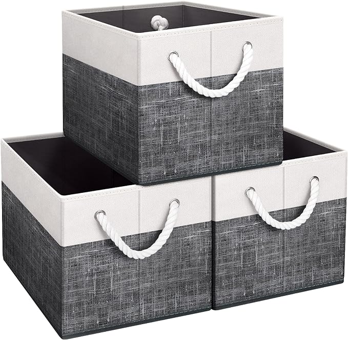 Storage Bins 3-Pack, Foldable Storage Baskets by Fabtotes
