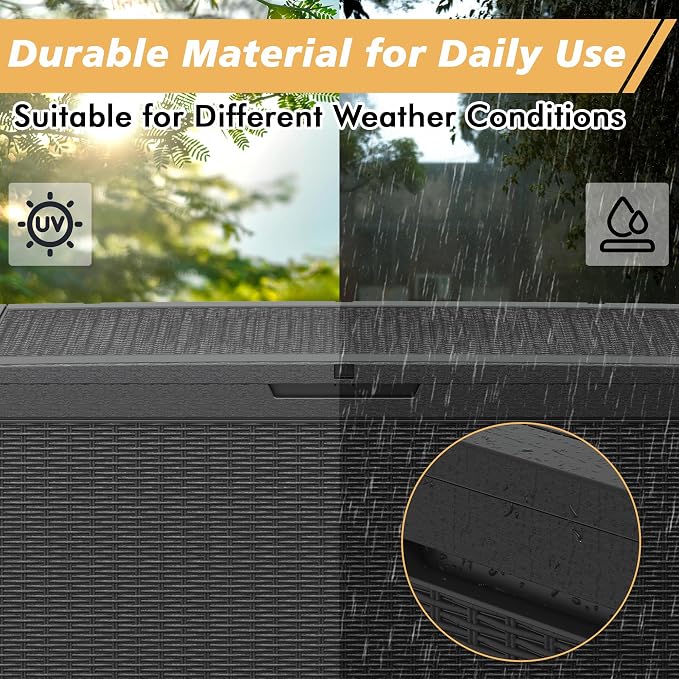 Outdoor Storage Box, Resin Deck Boxes Outdoor Waterproof - Image 3