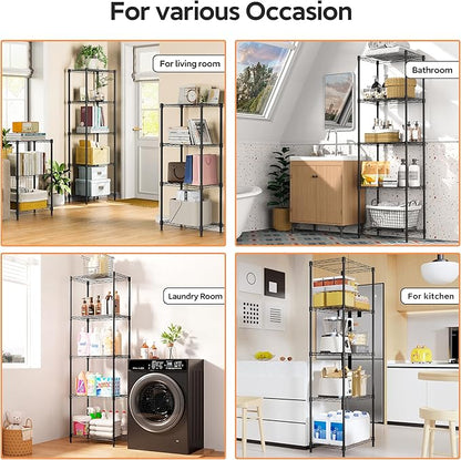 5 Tiers Shelf Metal Storage Shelves Wire Rack Closet Organizers - Image 6