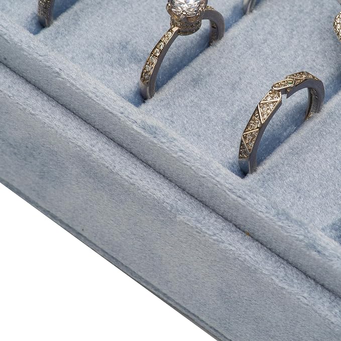 Velvet Ring Organizer Display Tray Jewelry Box Earring Holder Case - Image 3
