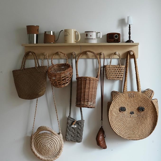 Entrance Coat Rack ，Coat Hooks, Wall-Mounted Wooden Hook Rack, Wall-Mounted - Image 4
