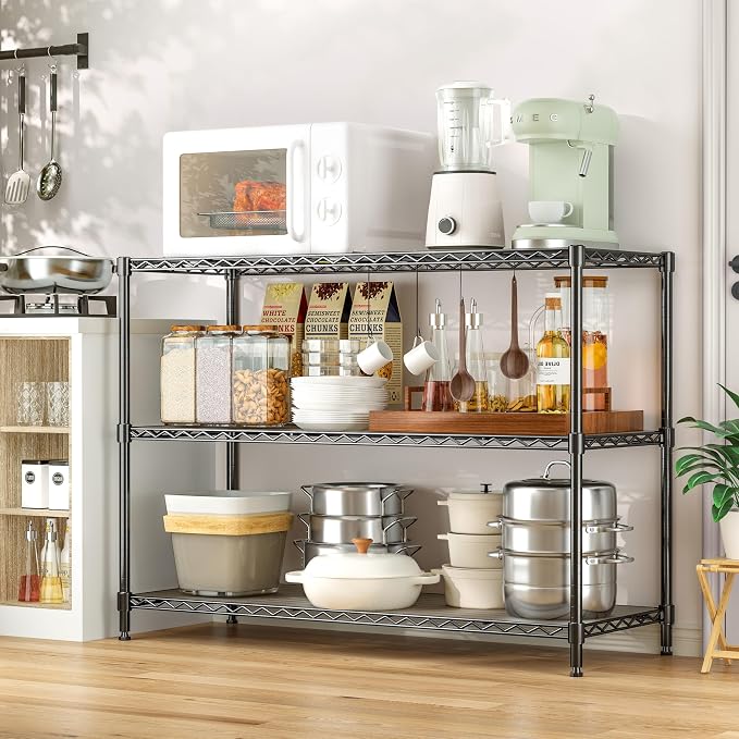 3-Shelf Adjustable Storage Shelves 36" W x 14" D x 36" H Metal Shelving Unit - Image 2