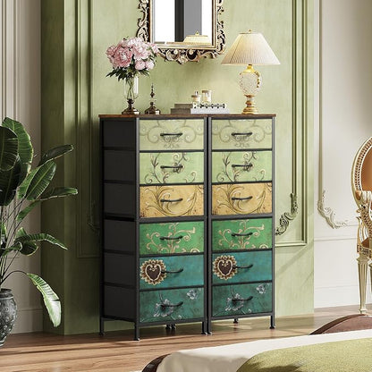 WLIVE Tall Dresser for Bedroom, 6 Drawer Dresser, Floral | 6 vertical fabric - Image 4