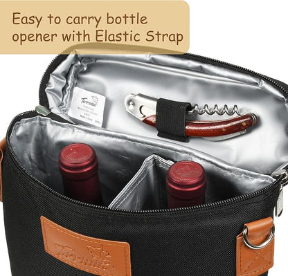Tirrinia 2 Bottle Leakproof Insulated Wine Tote Carrier Bag - Image 3