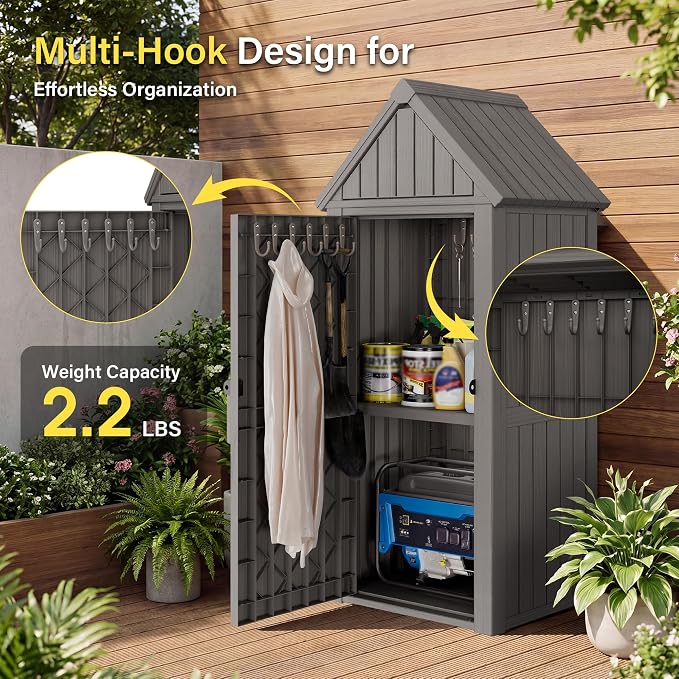 Bifanuo Deck Box Storage Shed Outdoor Storage Cabinet, Vertical Waterproof - Image 3