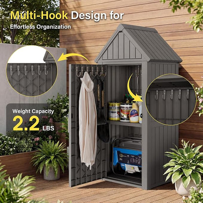 Bifanuo Deck Box Storage Shed Outdoor Storage Cabinet, Vertical Waterproof - Image 3