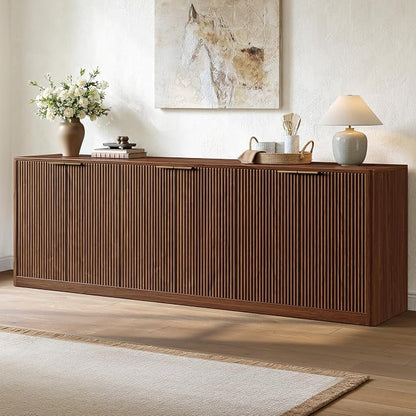 Evermagin 94.5" Fluted Walnut Buffet Cabinet by Evermagin