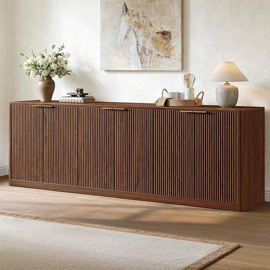 Evermagin 94.5" Fluted Walnut Buffet Cabinet by Evermagin