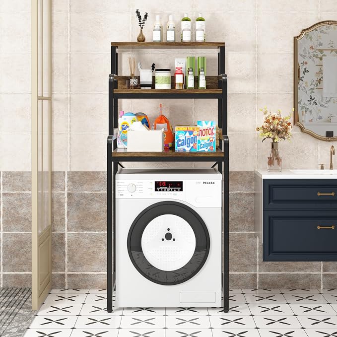 3-Tier Bathroom Room Shelf Washing Machine Storage Utility Rack Over The Toilet - Image 8
