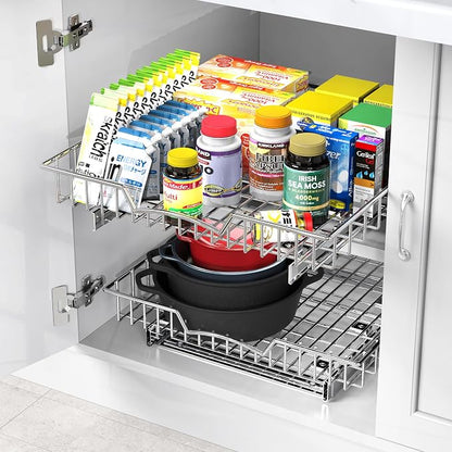 Simple Houseware Under Cabinet Pull Out Sliding Shelf Drawer, 18Dx17W | - Image 5