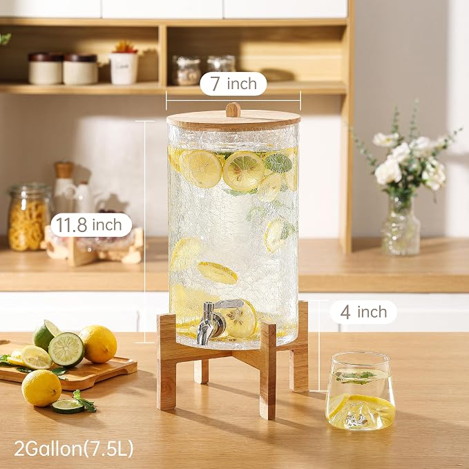 2 Gallon Glass Drink Dispenser - Image 2
