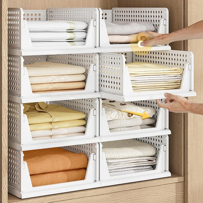 Pinkpum 5 Pack Stackable Plastic Storage Closet Organizers and Storage Bins by Pinkpum