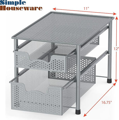 Simple Houseware Stackable 2 Tier Sliding Basket Organizer Drawer - Image 3