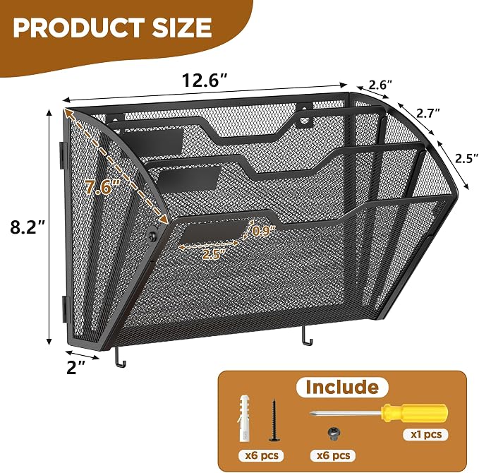 Docnest 3 Pack 3 Tier Mesh Wall File Holders - Image 2