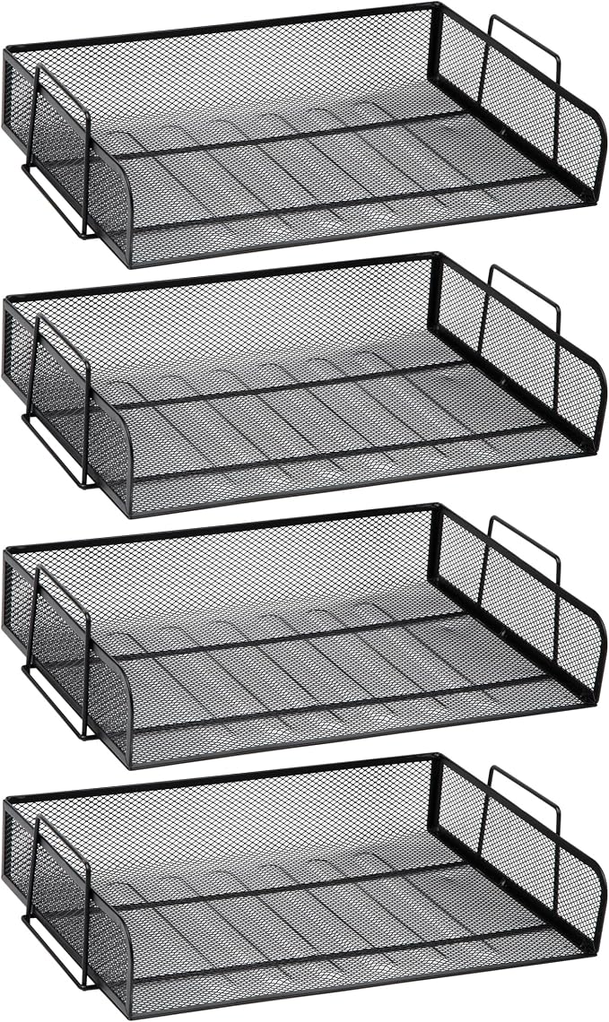 Mind Reader Stackable Paper Tray, Desktop Organizer, File Storage, Metal Mesh - Image 7