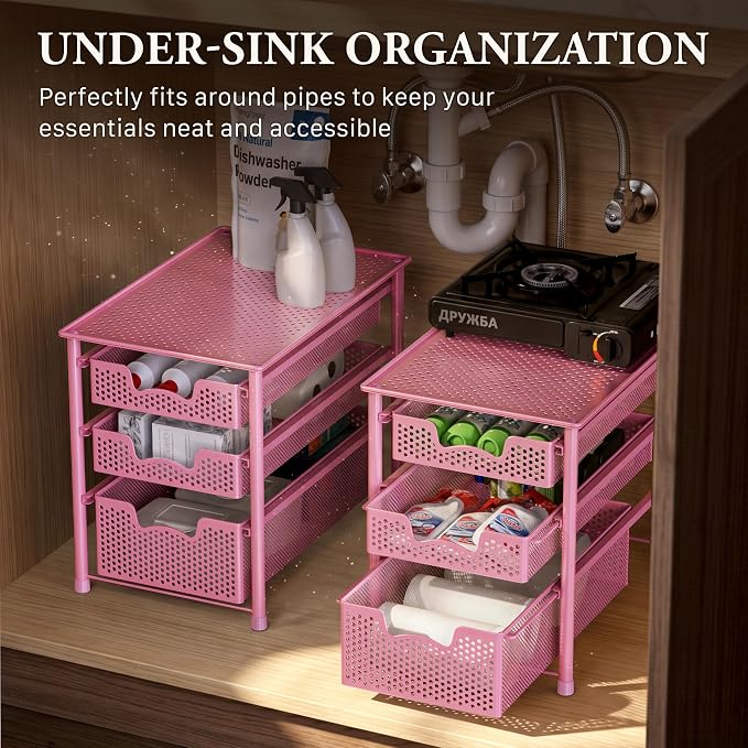 Simple Houseware Stackable 3 Tier Sliding Basket Organizer Drawer - Image 6